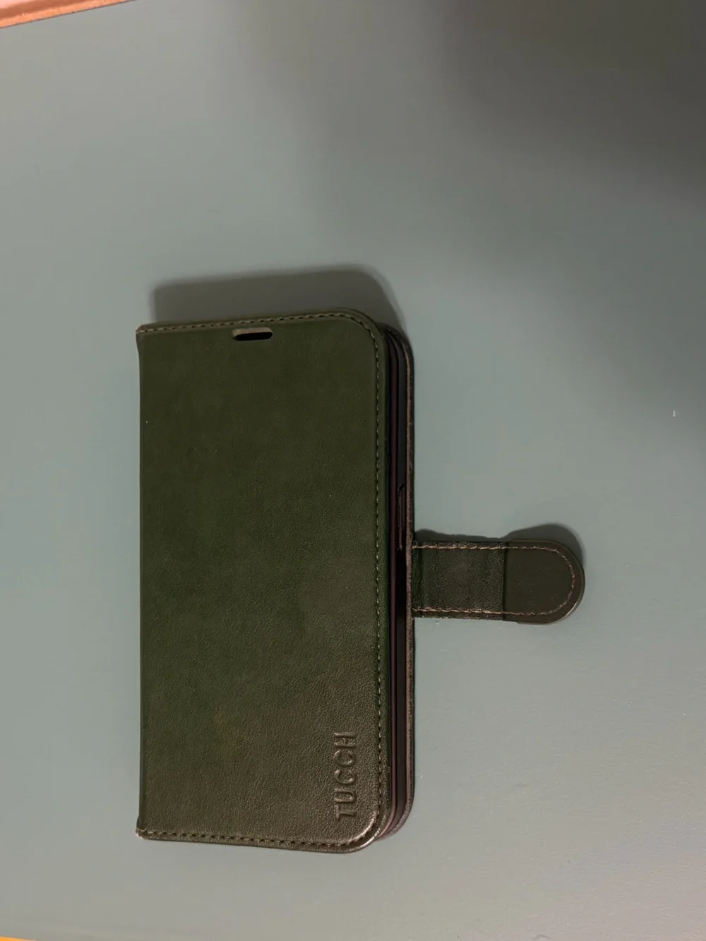 TUCCH iPhone 14 Pro Wallet Case Green leather like card holder